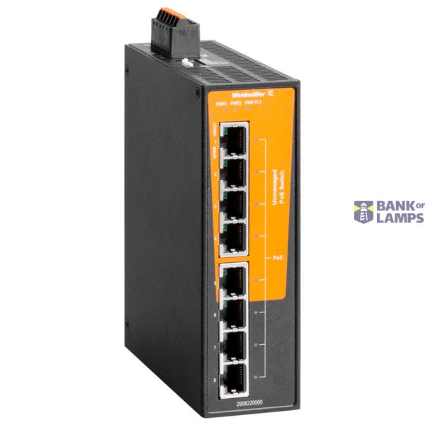 PoE switch, unmanaged PoE, Fast Ethernet, 8x RJ45 PoE++, IP30, -40 °C. image 1