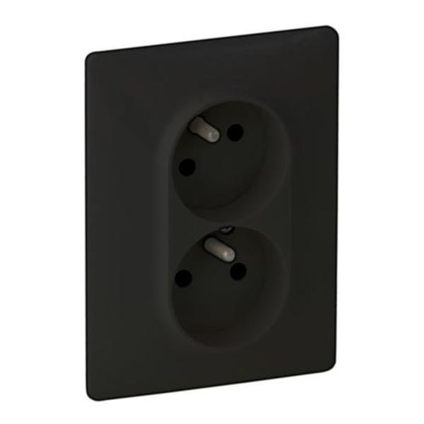 VALENA LIFE SOCKET 2X2P+T 16A WITH CHILD PROTECTION BLACK image 1