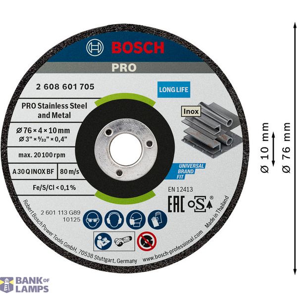 Expert for INOX 2 pcs x 76 x 4 x 10mm grinding disc A 30 Q INOX BF; 76mm; 4mm; 10mm image 2