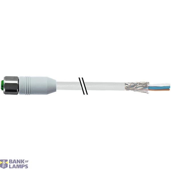 M12 female 0° A-cod. with cable shielded F&B PVC 4x0.34 shielded gy 5m image 1