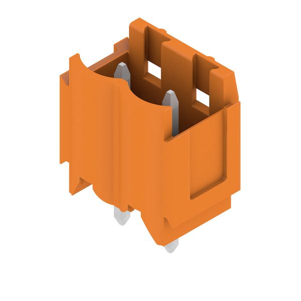PCB plug-in connector, male header, Dovetails for fixing blocks, THT solder connection, 5.00 mm, Number of poles: 2, 180°, Solder pin length (l): 3.2 mm, tinned, orange, Box image 4