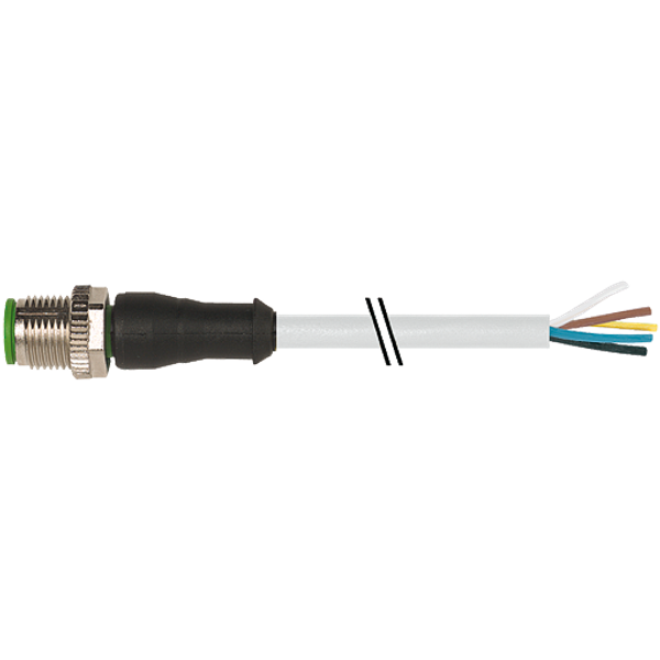 M12 male 0° A-cod. with cable PUR 5x0.34 gy UL/CSA+drag ch. 2.5m Alway image 1
