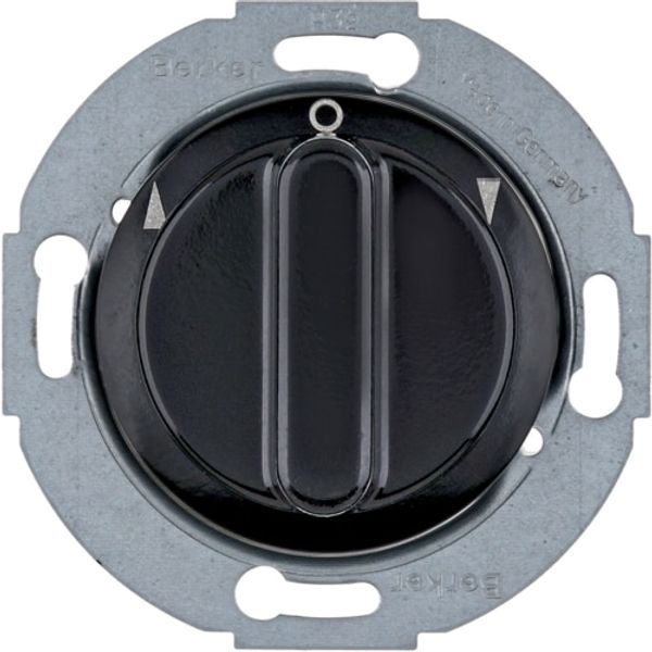 Rot. switch for blinds 1pole centre plate, rot. knobs, 1930/glass, black glossy image 1
