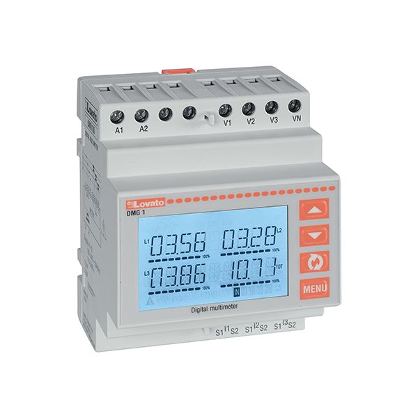 Modular LCD multimeter, non expandable, backlight LCD icon display, auxiliary supply 100-240VAC/115-250VDC. Multilanguage: italian, english, french, german, spanish and portuguese image 1