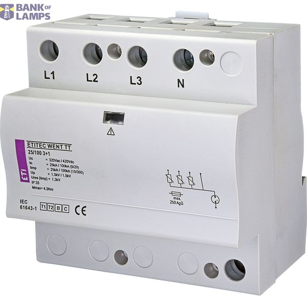 ETITEC-WENT TT  3+1  25/100kA Surge arrester image 1