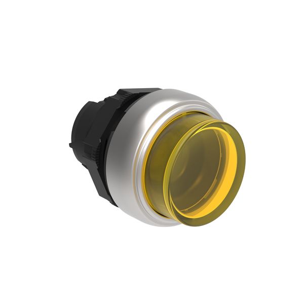 Illuminated Push-Push button actuator Ø22mm Platinum series chromed plastic, extended. Push ON-Push OFF, yellow image 1