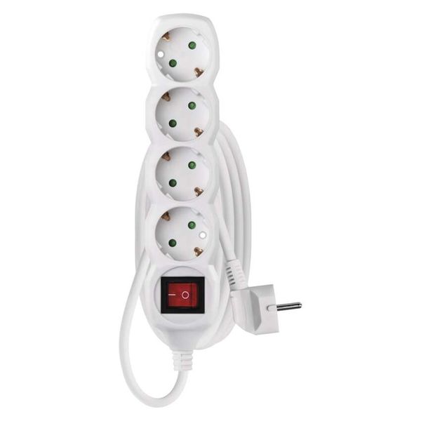 Extension Cord 2 m / 4 sockets / switch / white / PVC / 1 mm2 image 1