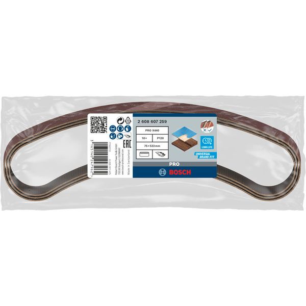 10-piece X440 sanding belt set 75 x 533 mm, 120 image 2