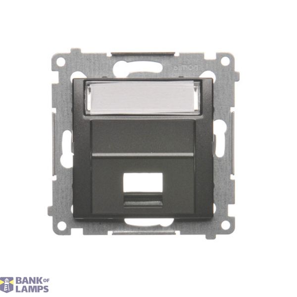 IT/telephone Keystone, diagonal socket cover with descriptive field, (module), anthracite, metalic image 1