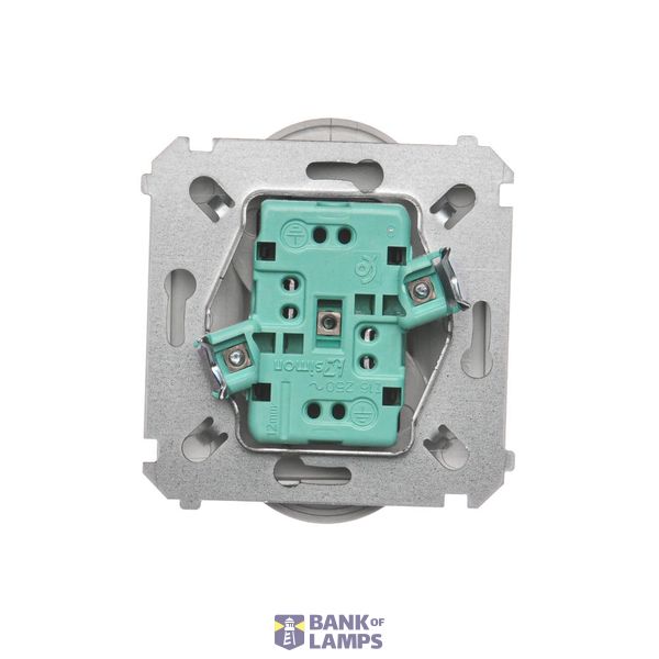 Triple illuminated push button, LED not replaceable Color: blue, (module), 10AX, quick connection, Inox, metallized image 1