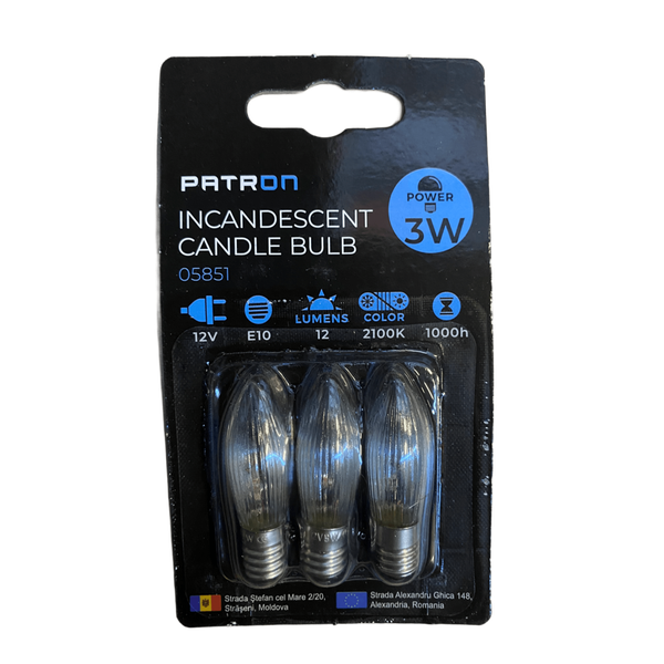 Incandescent Candle Bulb 3W E10 C6 12V Clear image 1