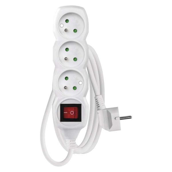 Extension Cord 1.5 m / 3 sockets / switch / white / PVC / 1 mm2 image 1