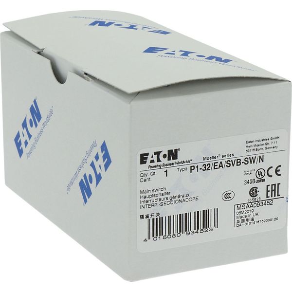 P1-32/EA/SVB-SW/N Main switch, P1, 32 A, flush mounting, 3 pole + N, STOP function, With black rotary handle and locking ring, Lockable in the 0 (Off) position image 26