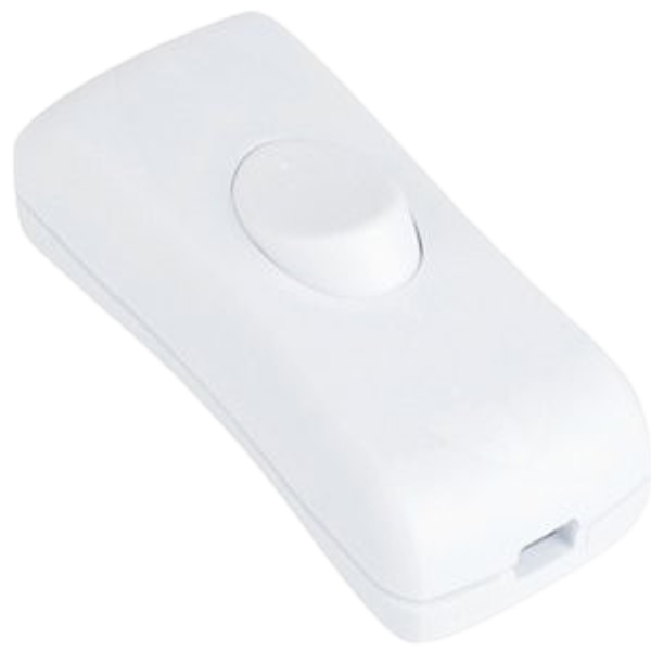 Inline Cord Switch for Round Cable, 1-Pole, 2A, 250V, white image 1