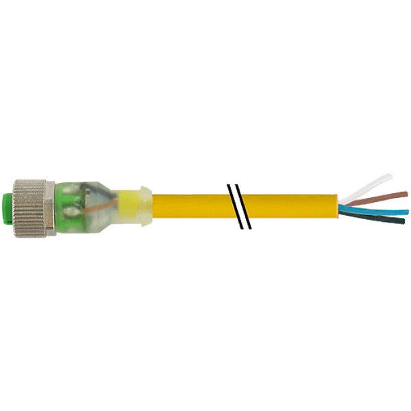 M12 female 0° A-cod. with cable 3LED PUR 4x0.34 ye UL/CSA 5m image 1
