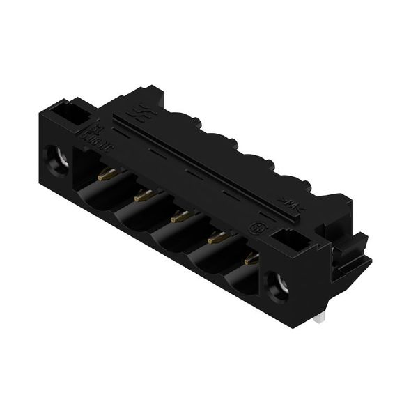 PCB plug-in connector, male header, Solder flange, THT solder connection, 5.08 mm, Number of poles: 5, 90°, Solder pin length (l): 3.2 mm, Au (Gold), black, Box image 1