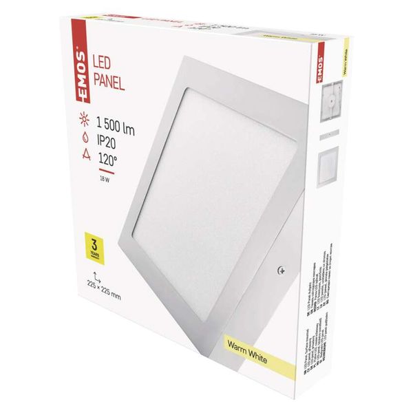 LED panel panel, square, 18W, warm white image 1