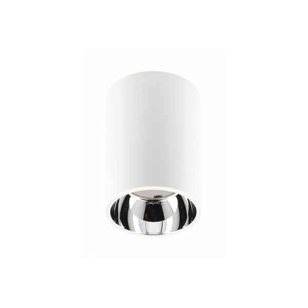 Ceiling luminaire housing ARIES, PC, 73x105mm, IP20, max. 20 W, round, white/chrome image 1