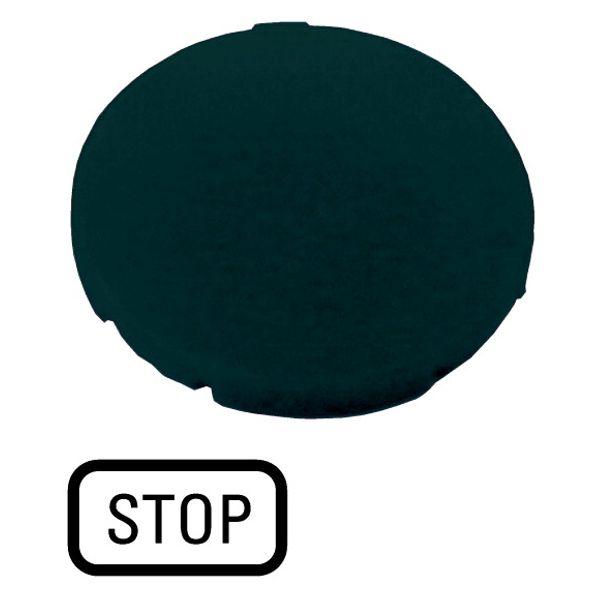 M22-XD-S-GB0 Button plate, flat black, STOP image 1