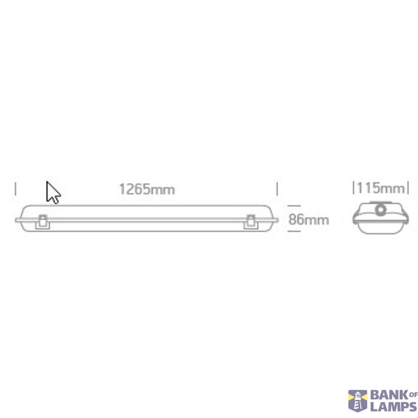 IP65 FOR 2xT8 LED TUBE 1200mm PC/PC image 3