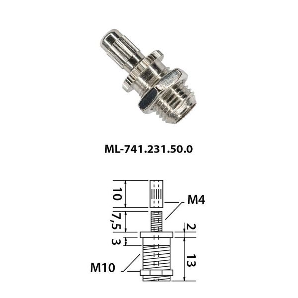 Adjustable suspension cable holder M10x1, nickel-plated brass image 1