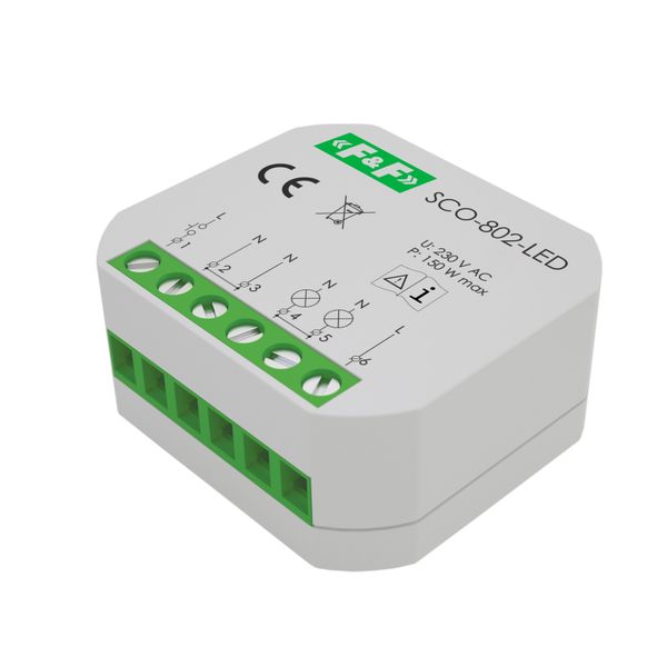 Lighting dimmer with memory, flush-mounted, 230V AC power supply, 300W LED; SCO-802-LED image 2