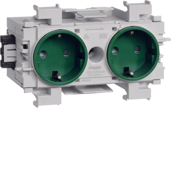 Socket-outlet 2-g. Wago f-mount green image 1