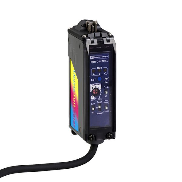 Photo-electric sensor - XUR - ampli for fibre - color - 12..24VDC - cable 2m image 1