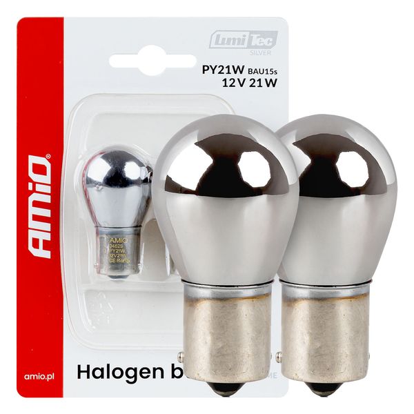 Halogen bulbs PY21W 12V21W BAU15S LumiTec CHROME 2 pcs. AMIO-04629 image 1