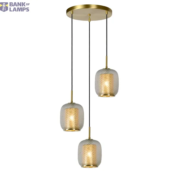 Lucide AGATHA - Pendant light - Ø 35 cm - 3xE27 - Matt Gold / Brass image 1
