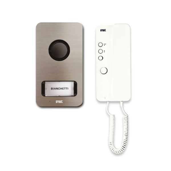 Two-family audio kit with Mikra entry panel and Mìro door phone, 5-wire system image 1