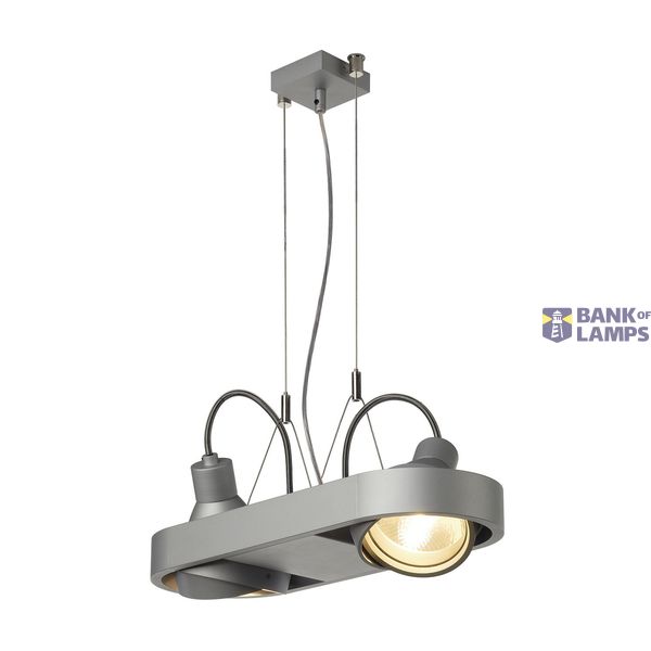 AIXLIGHT R DUO HQI111 pendant, round, silver-grey, G12, 2x70W , w/o reflector image 1