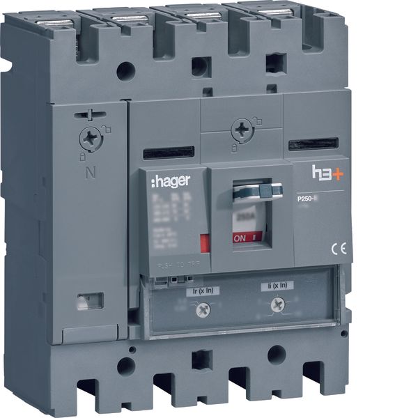 Moulded Case Circuit Breaker h3+ P250 TM ADJ 4P4D N0-100% 250A 25kA FT image 1