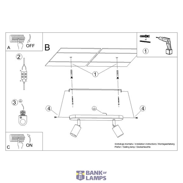CEILING LAMP FORNES 2 BLACK E27 2X60 IP20 image 6
