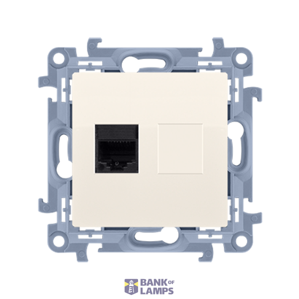 RJ11 single telephone socket, cream white/electro white image 1
