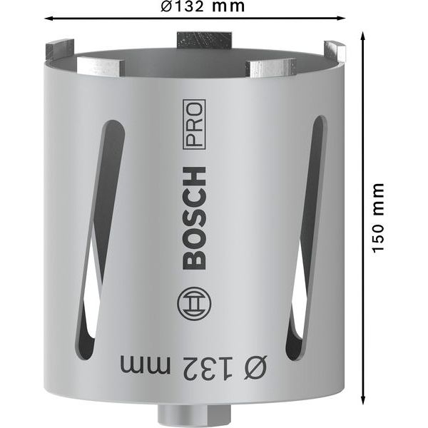 Diamond dry core cutter G 1/2" 132 mm, 150 mm, 6 segments, 7 mm image 1