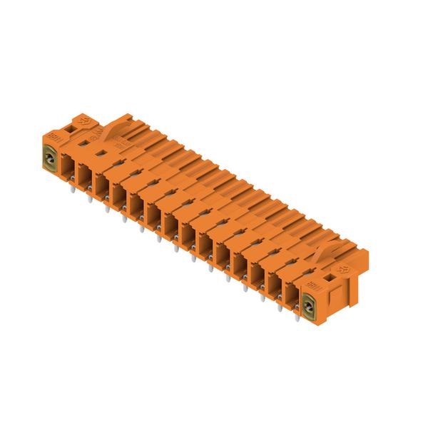PCB plug-in connector, female header, Inverted flange, THT solder connection, 5.08 mm, Number of poles: 14, 90°, Solder pin length (l): 3.2 mm, tinned, orange, Box image 3
