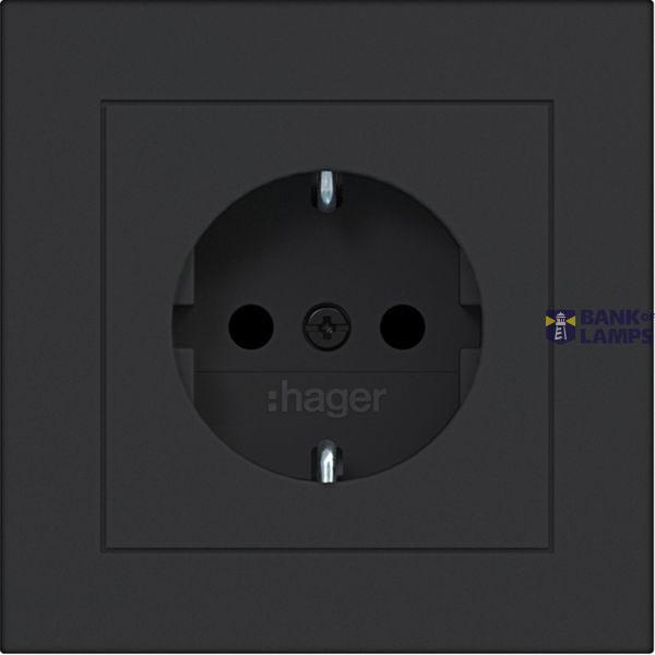 SCHUKO wall socket with cover, Safety Plus, plug-in class A.1 black matte image 1
