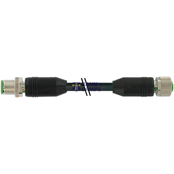 M12 male 0° / M12 female 0° A-cod. shielded PVC 12x0.14 BK 3m Keyence image 1