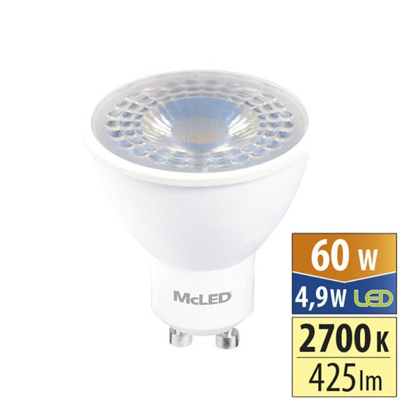 LED bulb GU10, 4.9W, 2700K, PAR16, CRI80, ex. angle 38°, use 360° 425lm image 1