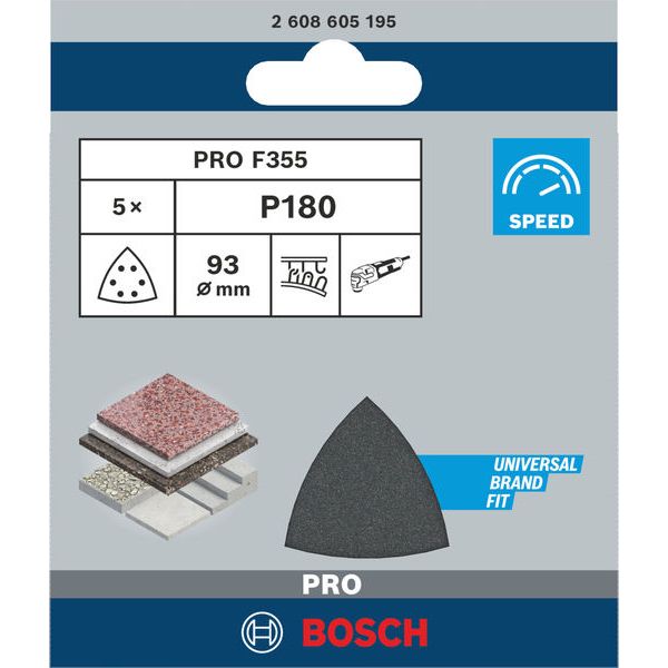 F355 sanding sheet, pack of 5 93 mm, 180 image 1