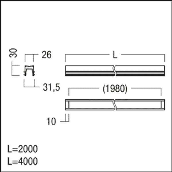 SUP2 TRACK U TL 2M BK - Low voltage U-mounting section image 2