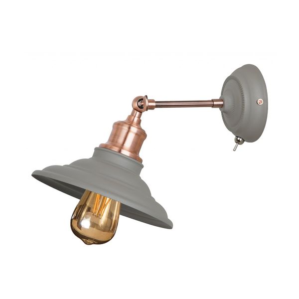 Wall Fixture LORET+ with switch,8229,AC220-240V,50/60Hz,1*E27,max.40W, Diameter20cm, single, grey image 1