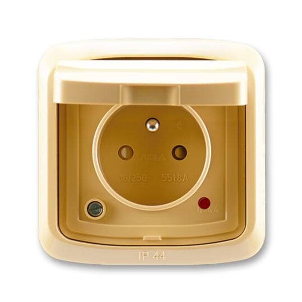 5598A-2999D Socket outlet with earthing pin, shuttered, with hinged lid, IP 44, with surge protection image 1