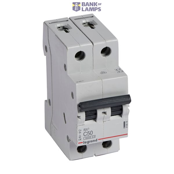 MCB RX³ 6000 - 2P - 230/400V~ - 50 A - C curve - prong-type supply busbars image 2