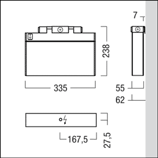ECOSIGN 160 P MSW bracket - parallel surface-mount bracket image 2