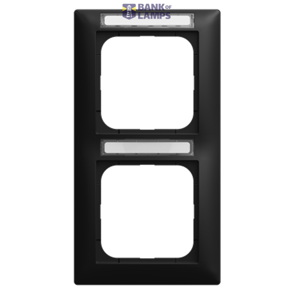 1722 NS-915 Cover frame with labelling field, vertical with label space 2-gang black matt - Busch-balance SI image 1