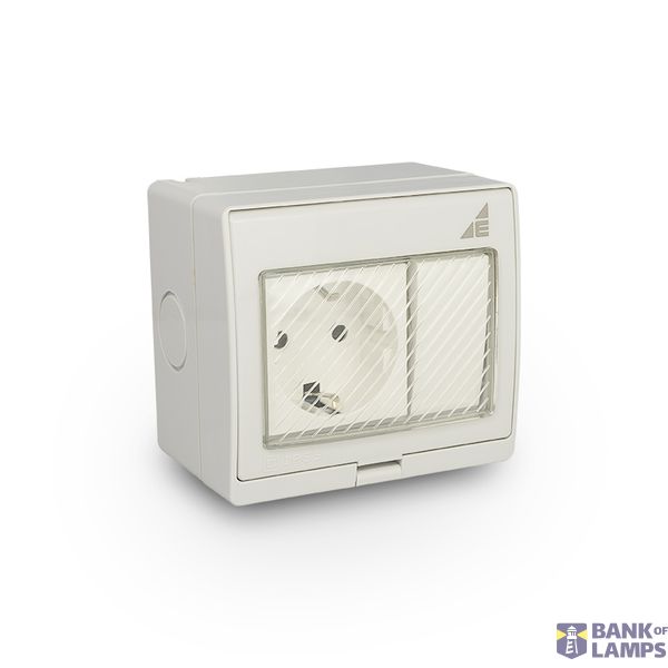 Single Schuko socket + single surface-mounted switch GPSWPN IP55 "AQUA55" image 1