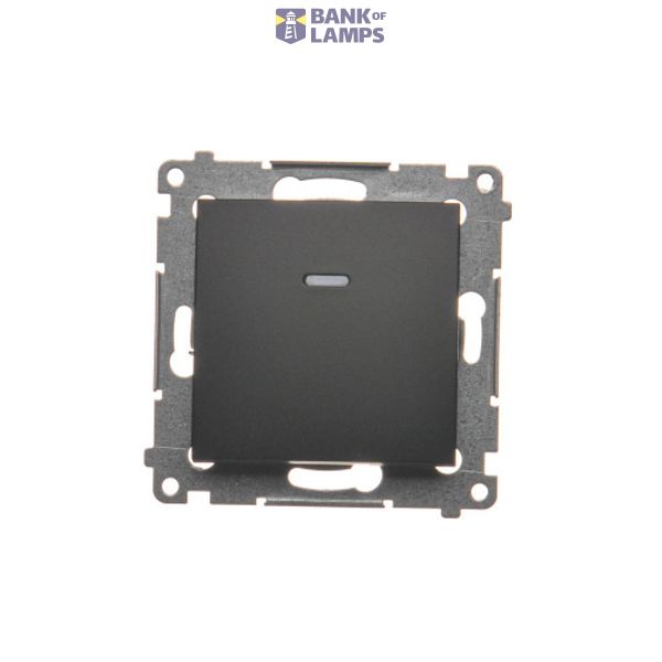 Single switch with backlight LED, (module), 16AX, Screw, black matt image 1