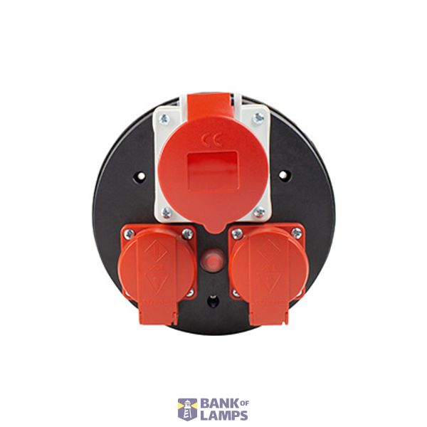 CEE plug insert 400V with 2x safety socket outlets,  1x CEE 400V/16A compl. with thermal protection and ring seal image 1